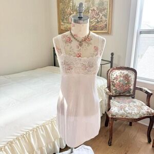 70s white lace slip dress